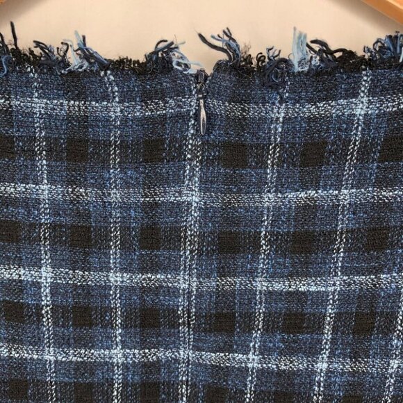 SARA Campbell  Plaid Blue Squares Tweed 3/4 Sleeve Top Size XS - Picture 6 of 6